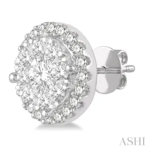 1 Ctw Lovebright Round Cut Diamond Stud Earrings in 14K White Gold