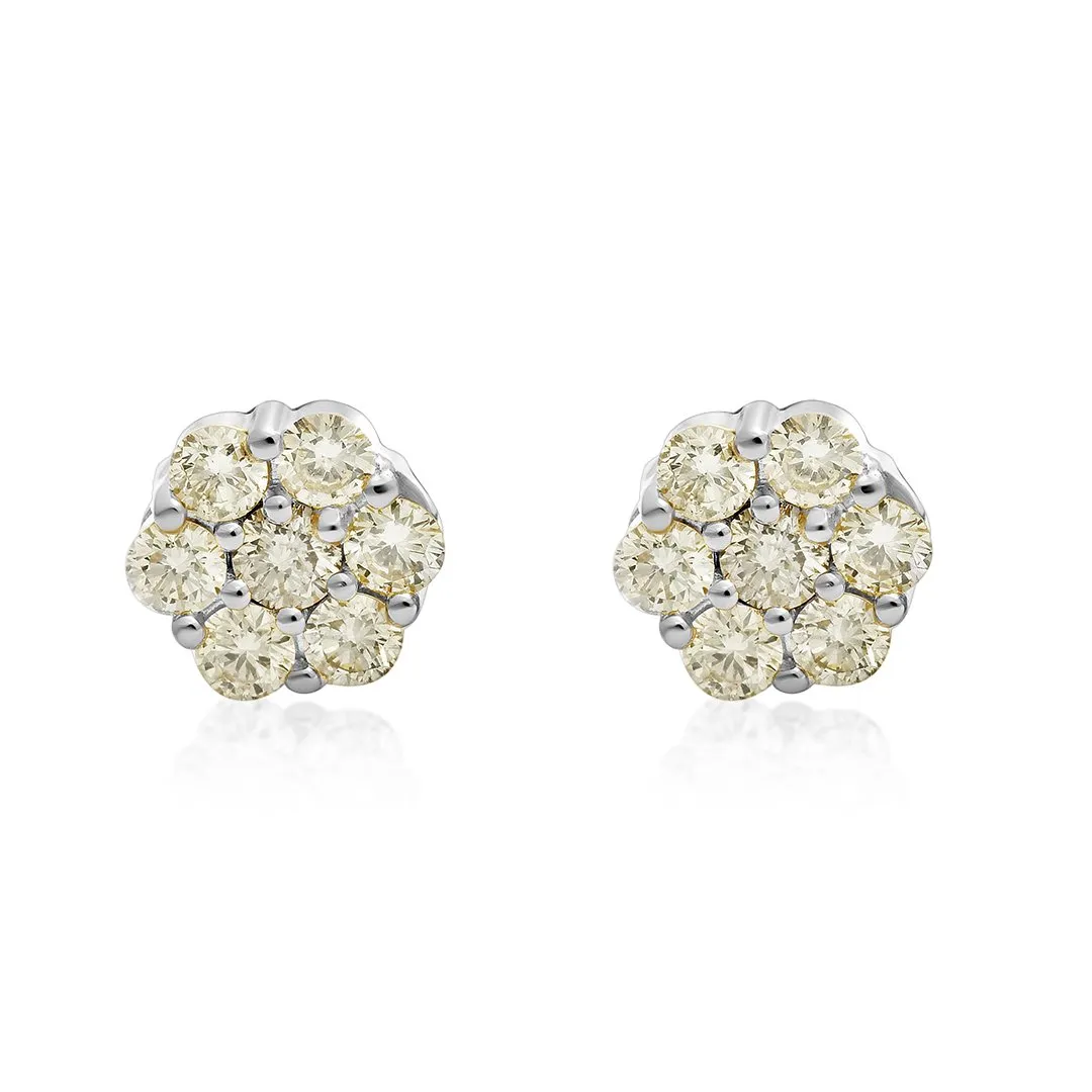 14k Gold Diamond Flower Set Earrings 3.8 Ctw