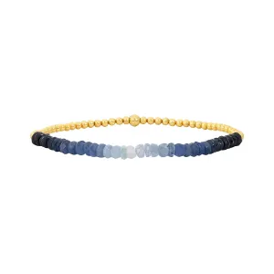 14K Gold Filled 2mm 6.25" Stretch Blue Sapphire Bracelet