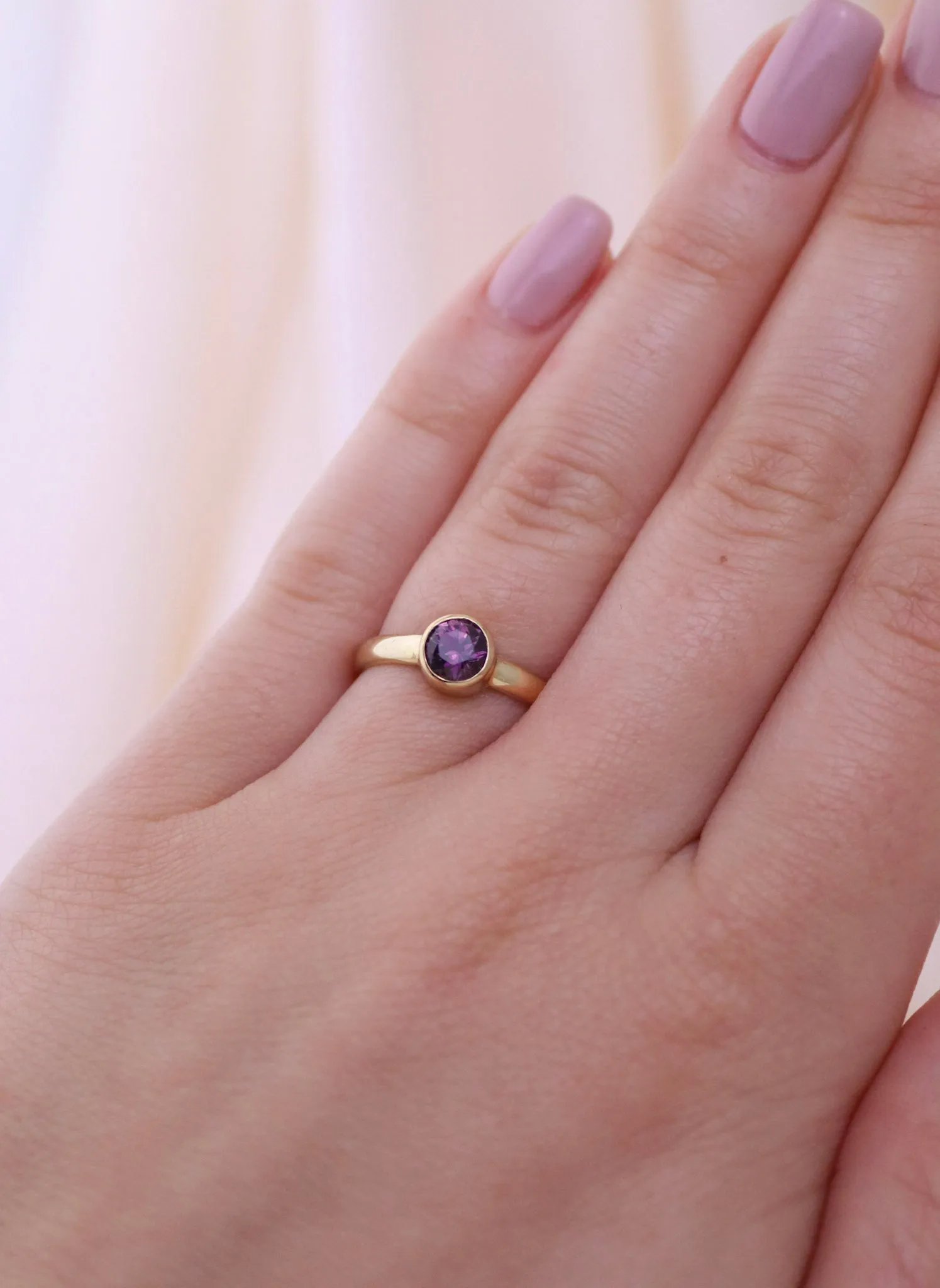 14K Gold Purple Sapphire Ring