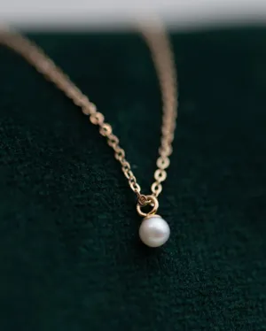 14k Mini Pearl Pendant Necklace