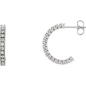 14K Rose 1/2 CTW Diamond Hoop Earrings