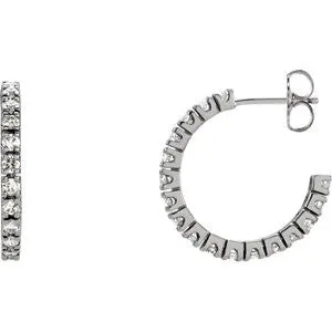 14K Rose 1/2 CTW Diamond Hoop Earrings