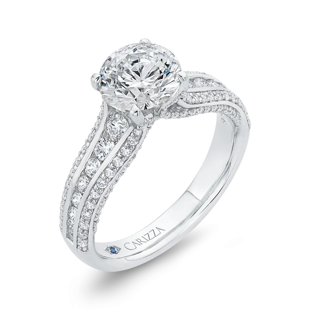 14K White Gold Diamond Engagement Ring (Semi-Mount)