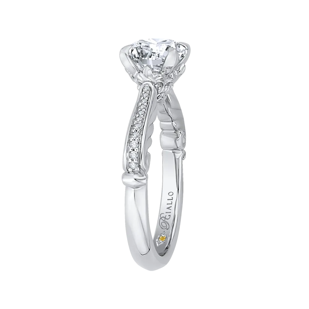 14K White Gold Round Diamond Engagement Ring (Semi Mount)