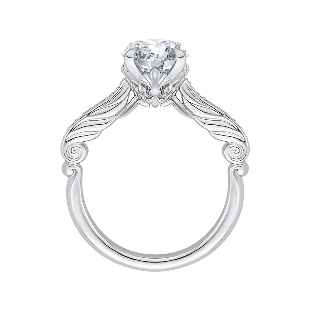 14K White Gold Round Diamond Engagement Ring (Semi Mount)