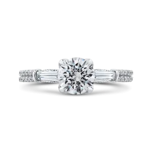 14K White Gold Round Diamond Engagement Ring (Semi Mount)