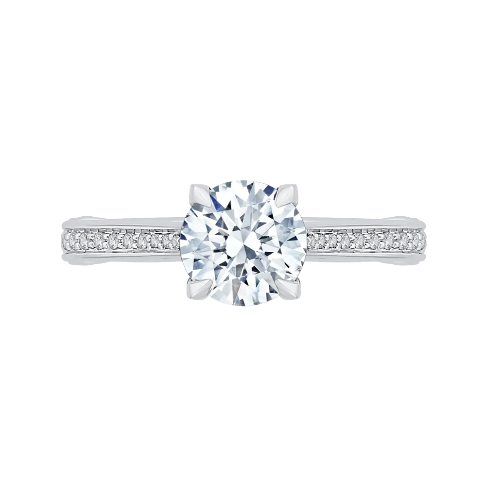 14K White Gold Round Diamond Engagement Ring (Semi Mount)