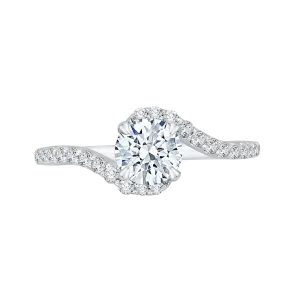 14K White Gold Round Diamond Promise Engagement Ring (Semi Mount)