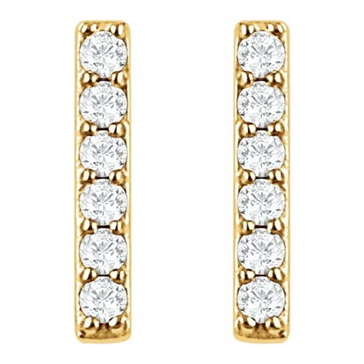 14K Yellow 1/10 CTW Lab-Grown Diamond Bar Earrings