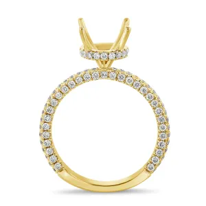 14K Yellow Gold Diamond Round Under Halo Mounting