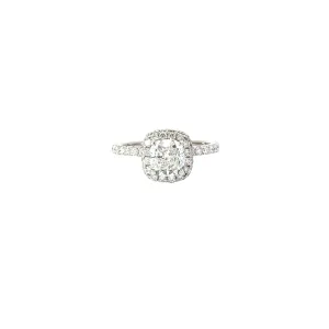 1.51 Cushion Natural Diamond Engagement Ring with 2D Halo