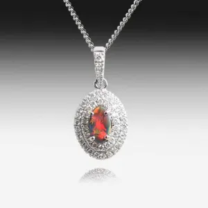 18kt White Gold Black Opal and Diamond pendant