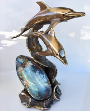 2 Dolphins on Boulder opal