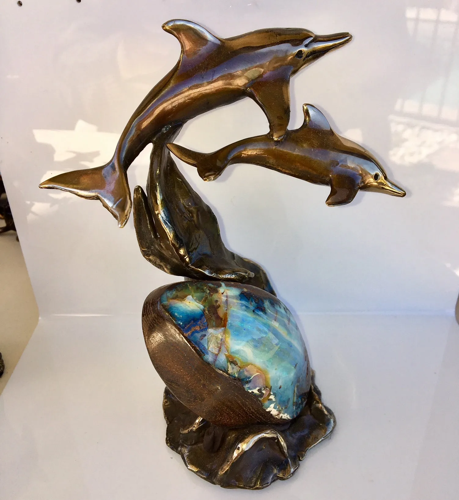 2 Dolphins on Boulder opal