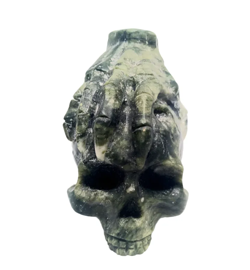 434G Jade Crystal Skull in a Dragon's Hand