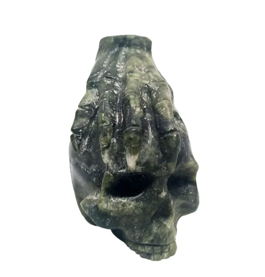 434G Jade Crystal Skull in a Dragon's Hand