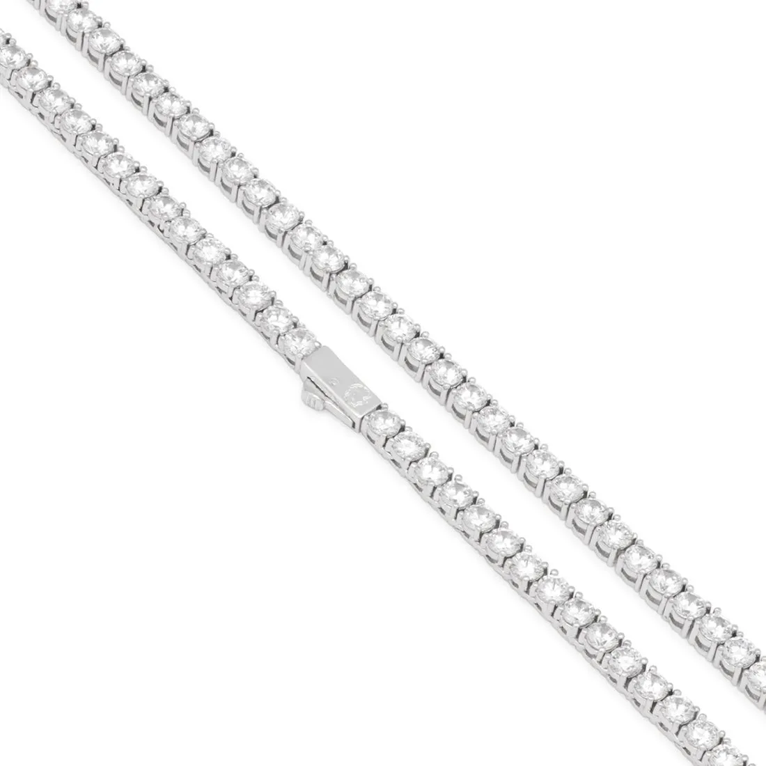 4mm White Gold Tennis Choker Set