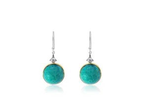 Amazonite Diamond Yellow Gold & Platinum Earrings