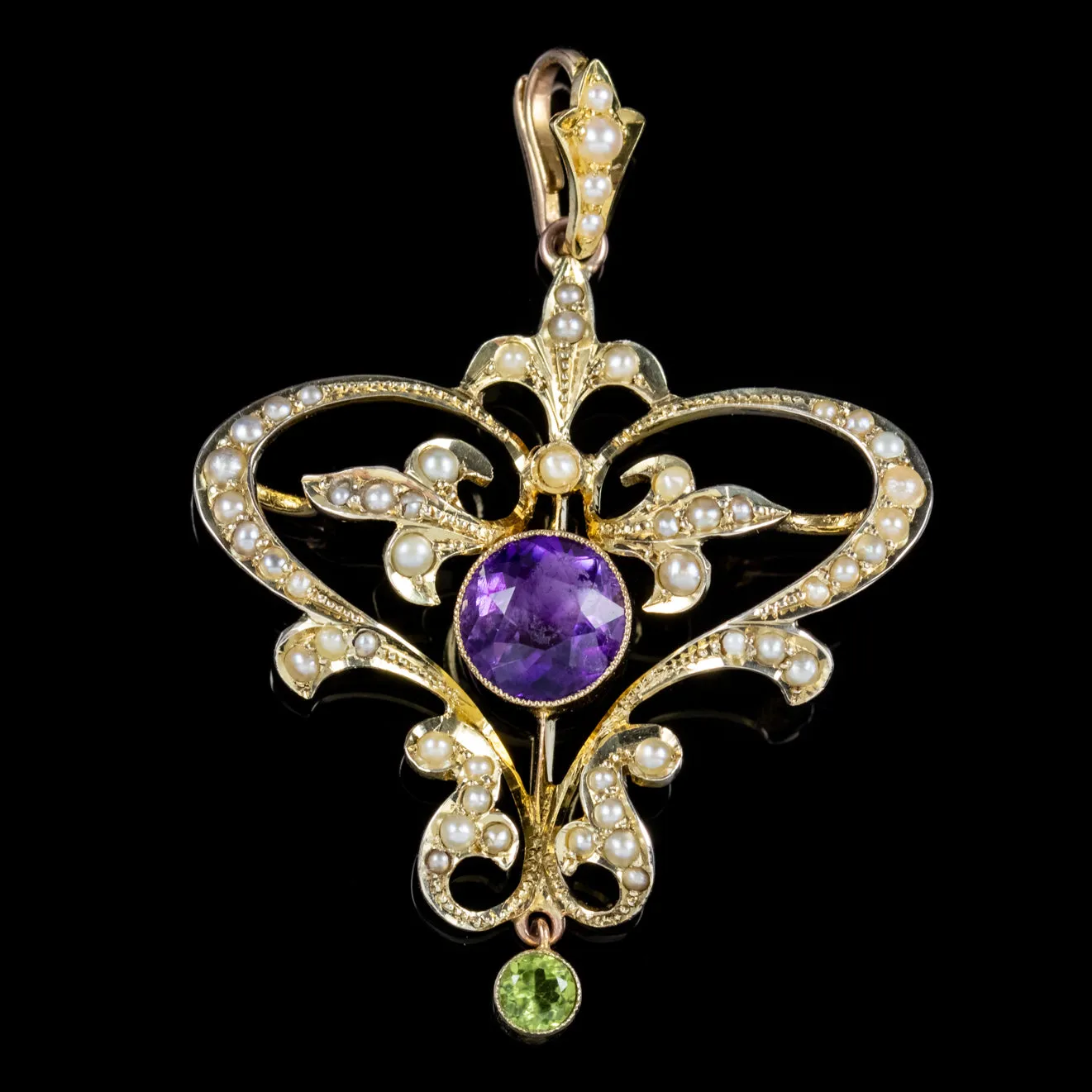 Antique Edwardian Suffragette Amethyst Pendant 9Ct Gold Circa 1910