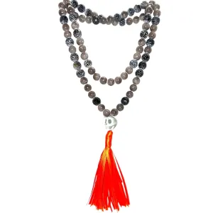 Beaded Skull with Orange Tassel Necklace