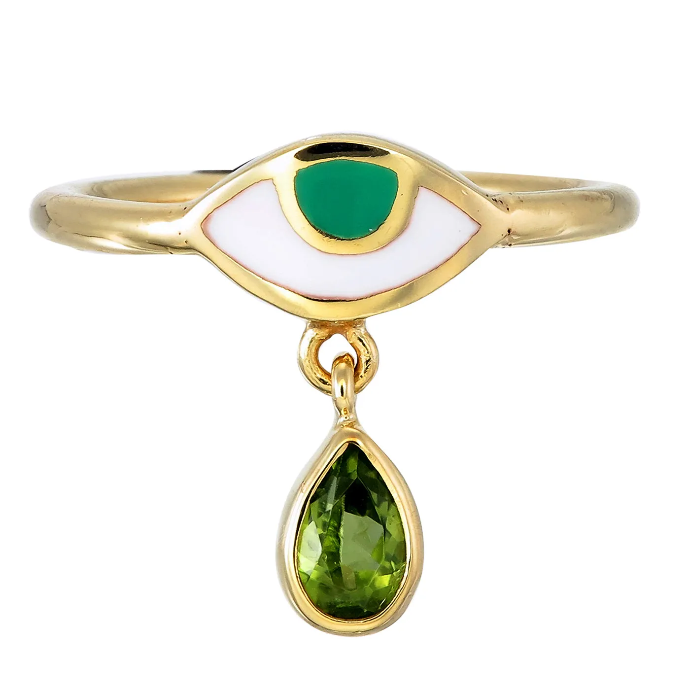 BEJEWELLED EYE RING PERIDOT - GOLD