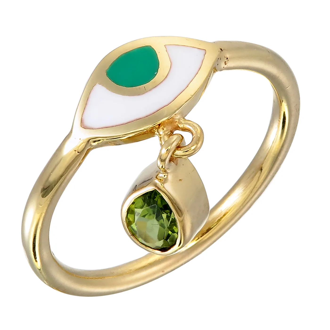 BEJEWELLED EYE RING PERIDOT - GOLD