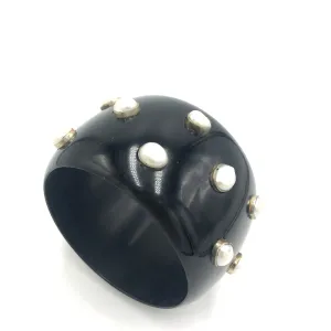 Black & Pearl Resin Bangle Bracelet - Mondo - 8.25"