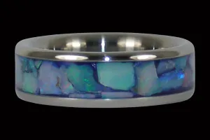 Blue Australian Opal Titanium Ring