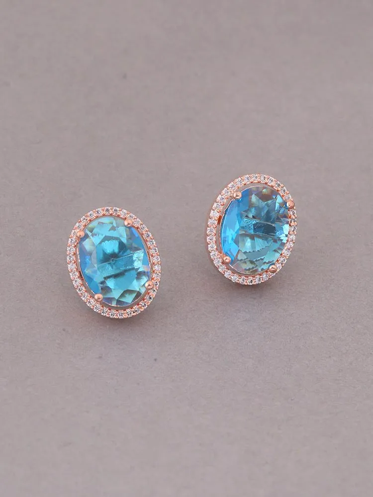 Blue Peanut Zirconia Studs