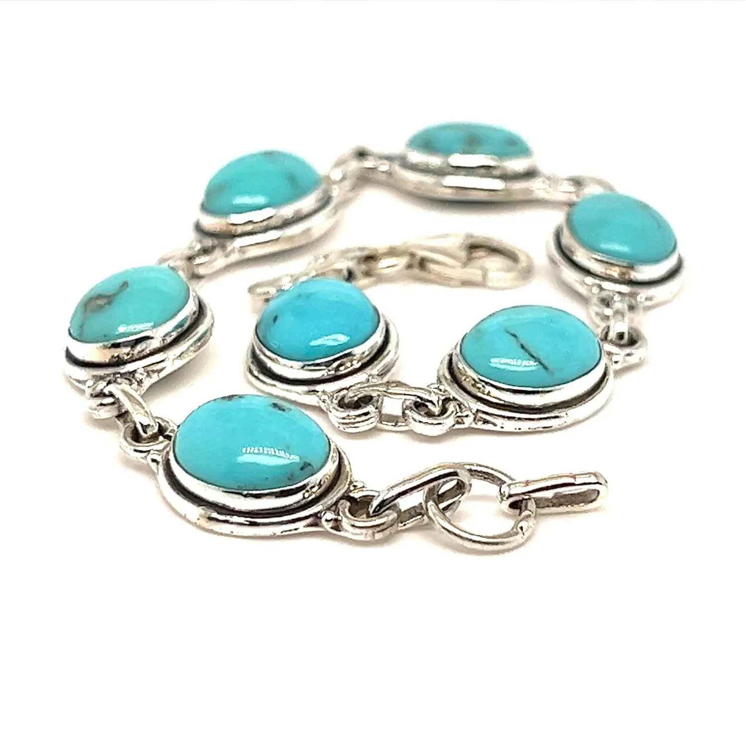 Blue Turquoise Bracelet (925) Sterling Silver