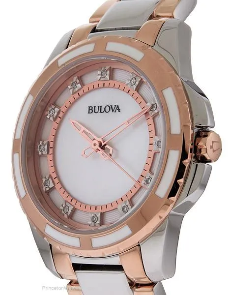 Bulova Diamond Ladies Watch - Mother-of-Pearl - Stainless and Rose Gold-Tone