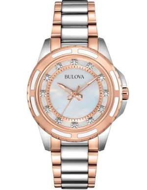 Bulova Diamond Ladies Watch - Mother-of-Pearl - Stainless and Rose Gold-Tone