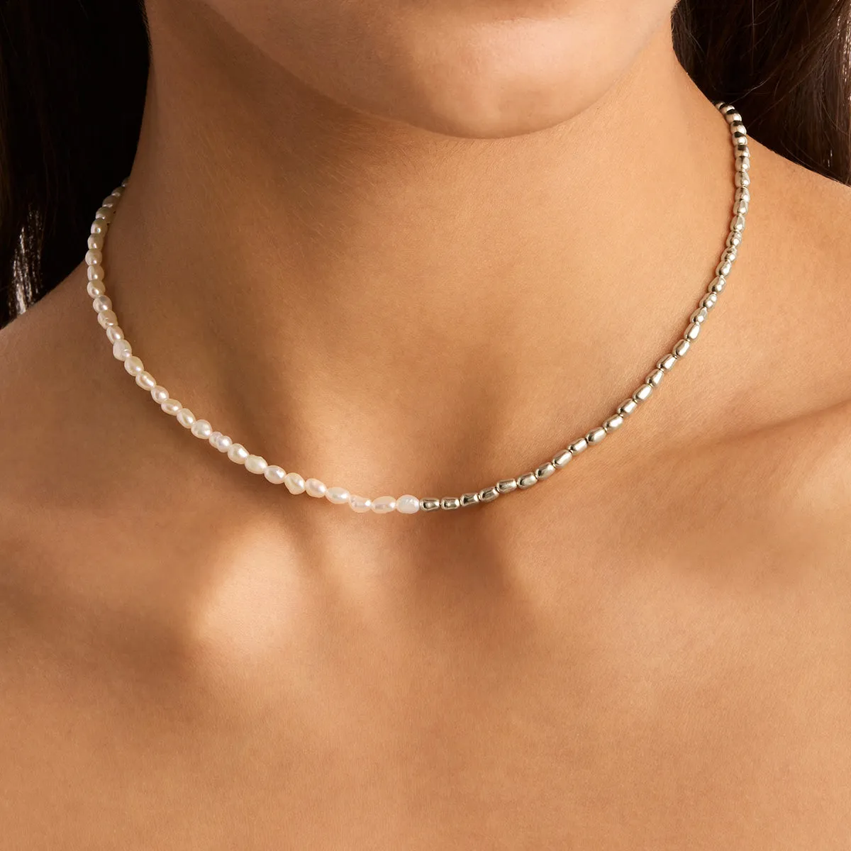 By Charlotte By Your Side Pearl Choker, Silver