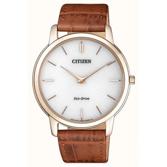 Citizen Gents Eco-drive Stiletto Ultra Thin Brown Leather Strap Watch AR1133-15A