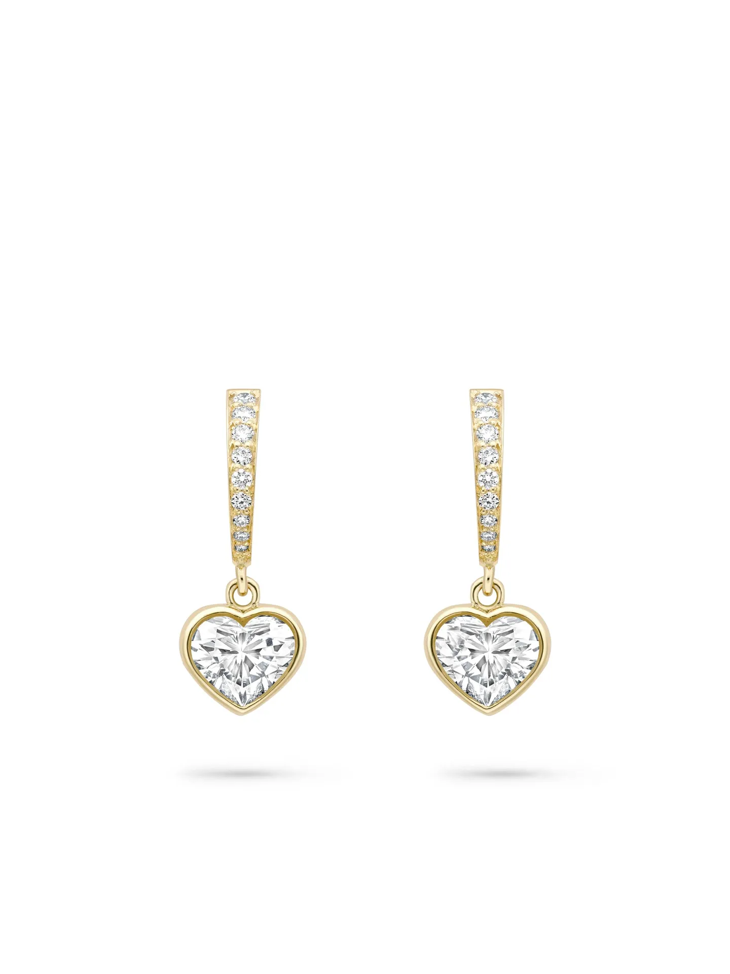 Classic Yellow Gold Heart Diamond Drop Earrings