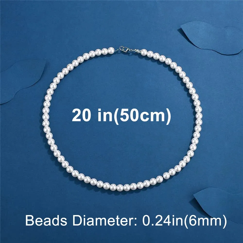 Cool Artificial White Pearl Necklace 1 Pcs Choker Beaded Chain for Men and Women Fashion Jewelry Gift