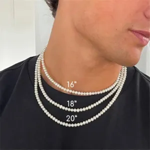 Cool Artificial White Pearl Necklace 1 Pcs Choker Beaded Chain for Men and Women Fashion Jewelry Gift