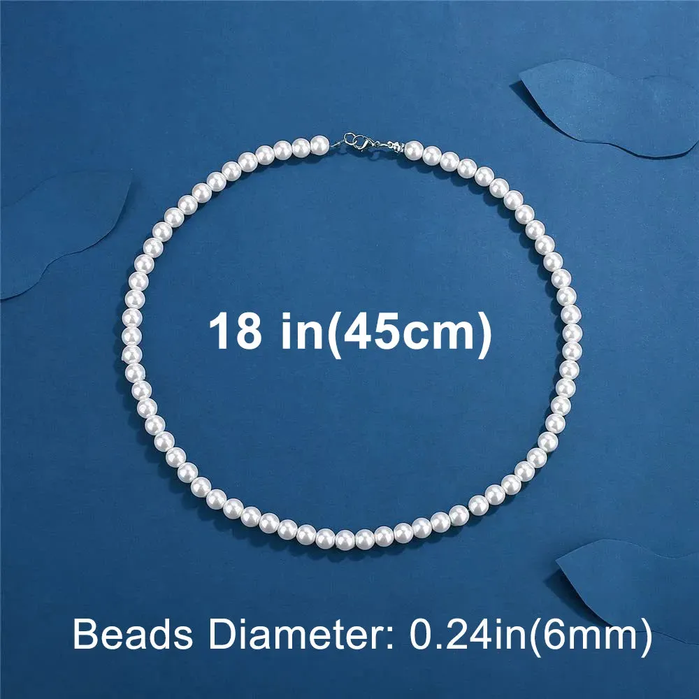 Cool Artificial White Pearl Necklace 1 Pcs Choker Beaded Chain for Men and Women Fashion Jewelry Gift