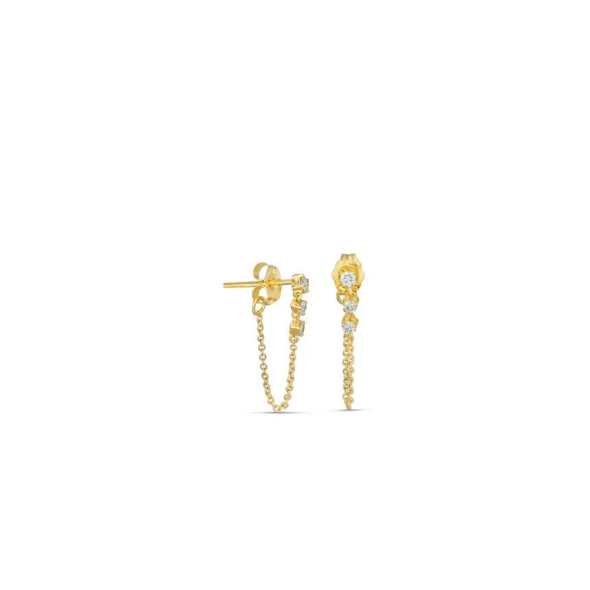 Diamond Chain Drop Earrings