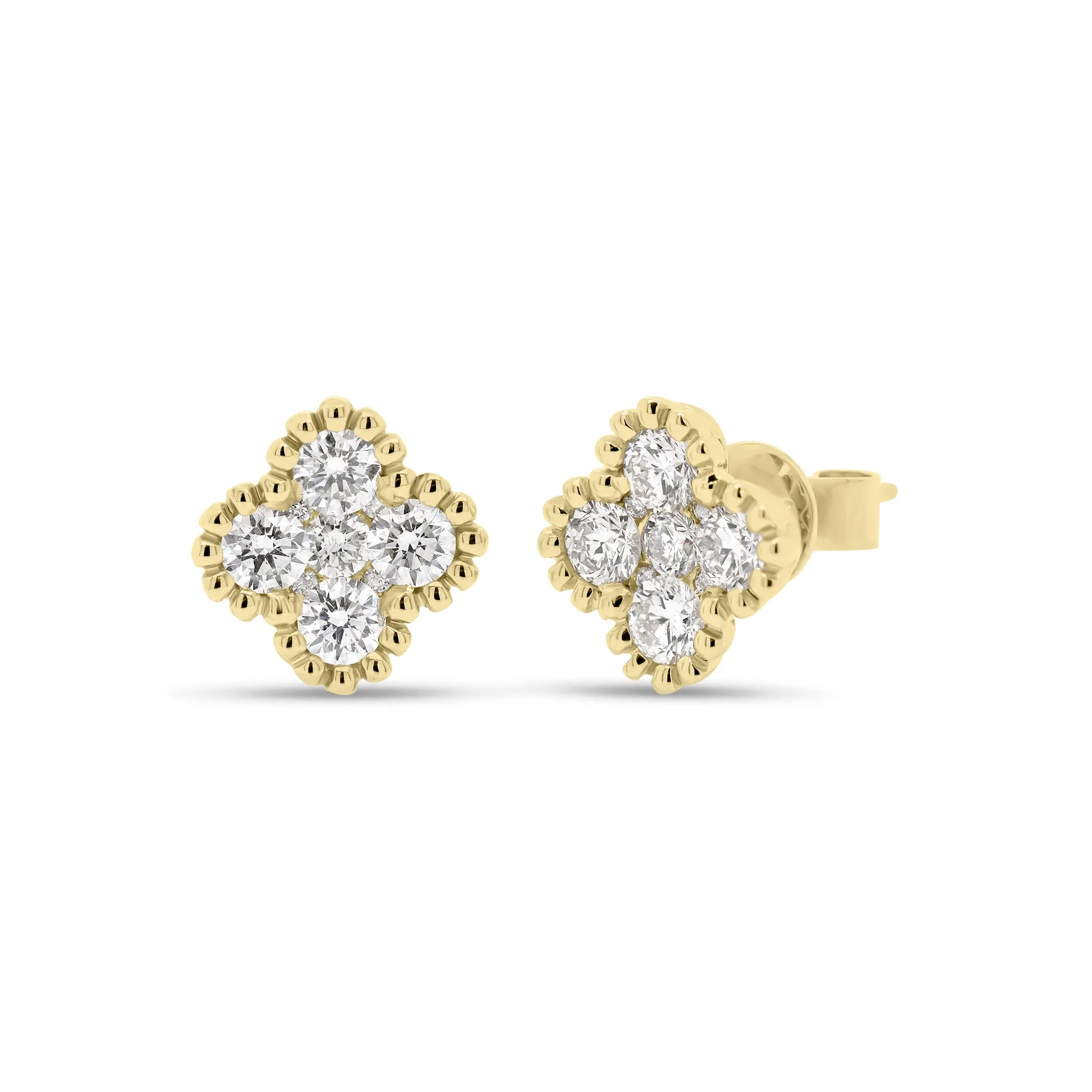 Diamond Clover Stud Earrings