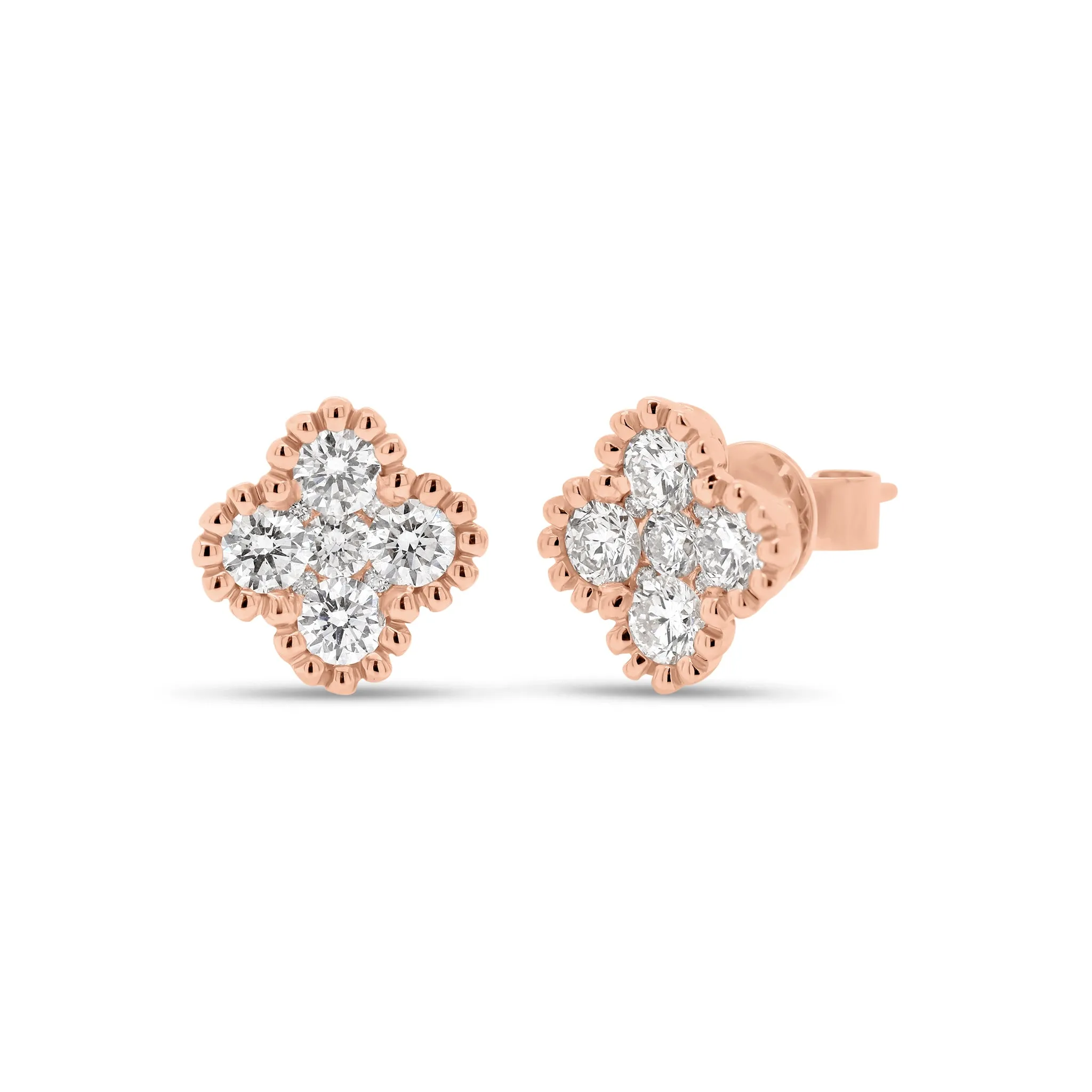 Diamond Clover Stud Earrings