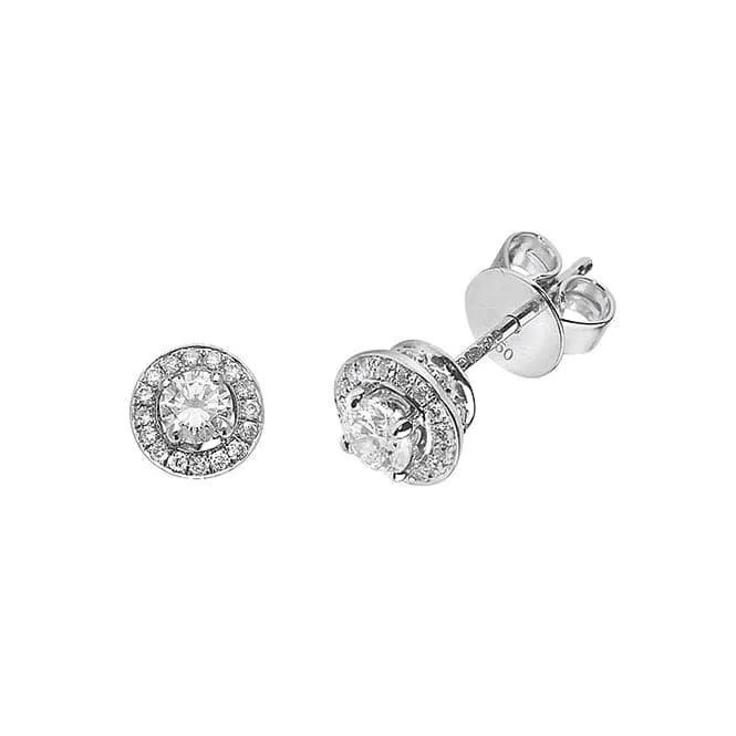 Diamond Jewellery 18K White Gold Diamond Halo Earrings EDQ196W