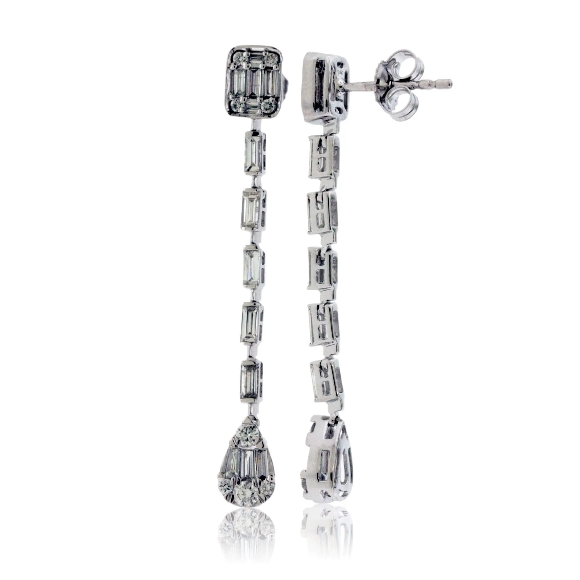 Diamond Line Drop Earrings