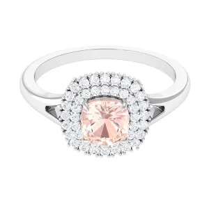 Genuine Morganite Engagement Ring with Diamond