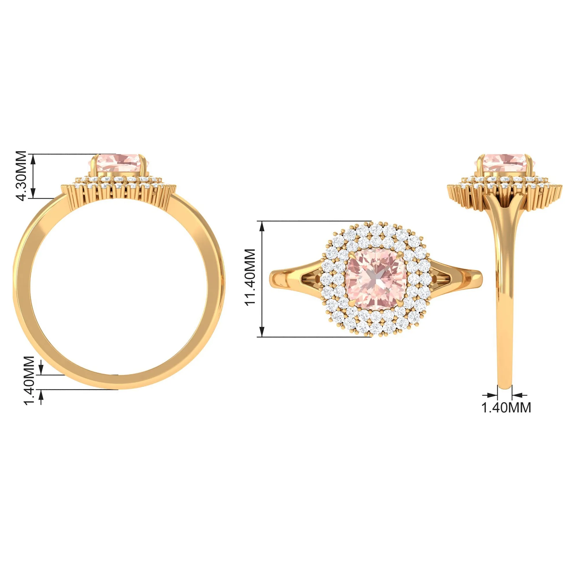 Genuine Morganite Engagement Ring with Diamond