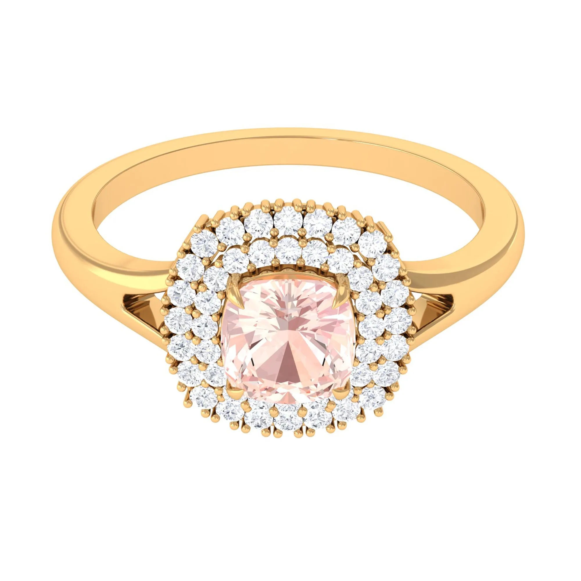 Genuine Morganite Engagement Ring with Diamond