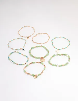 Gold Mixed Bead Irregular Pearl Bracelet Pack