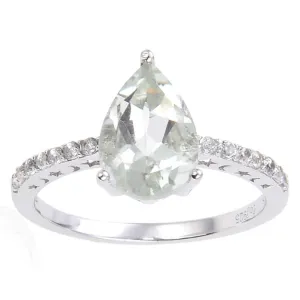 Green Amethyst Pear Ring