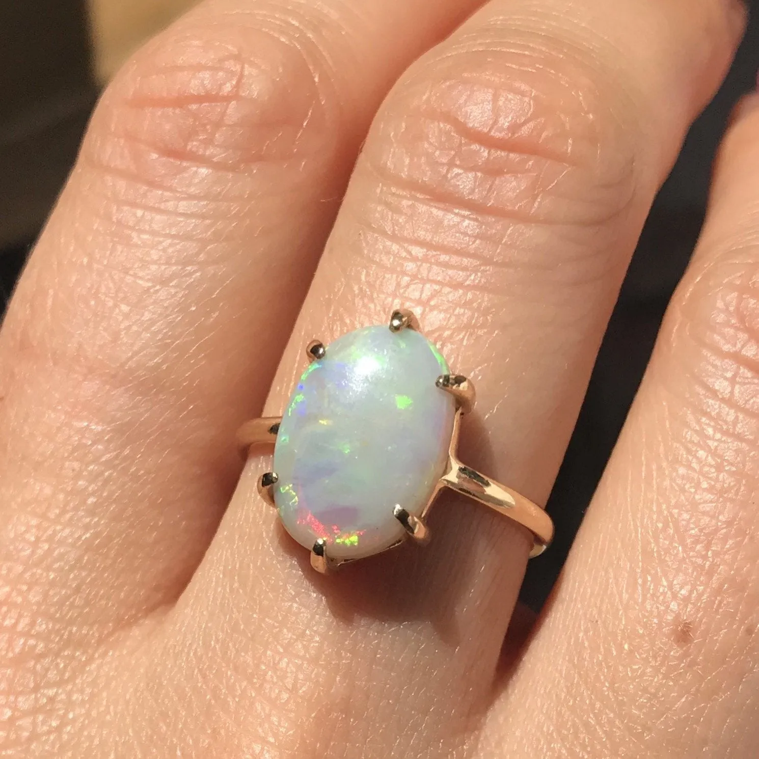 Helene Ring, Grey Opal, 9kt Yellow Gold